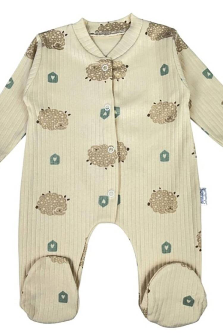 Baby Rompers and Overalls - B1 - Koyun Desenli Raporlu Patikli Unisex Bebe Tulum - Brand: SÜPERMİNİ - Women & Kids, Baby Clothes Wholesale - Globality Store