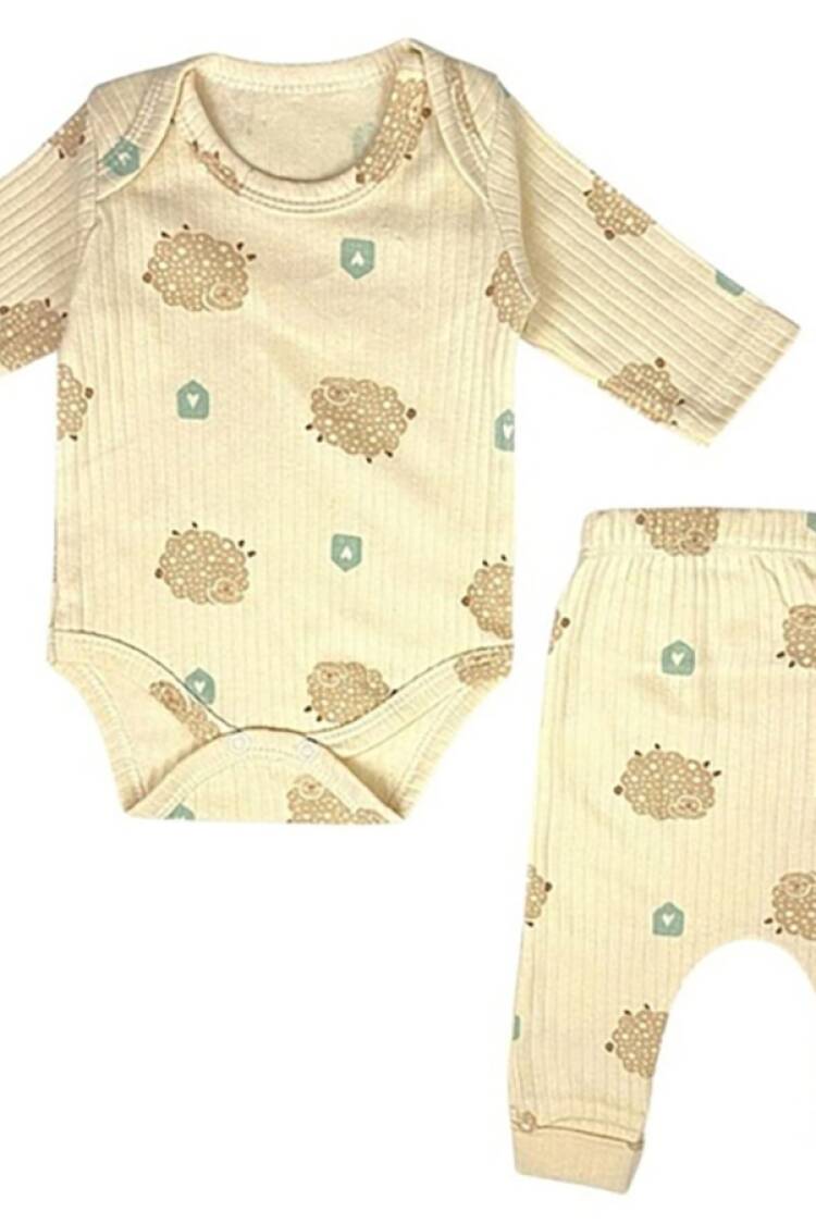 Baby Sets - B1 - Koyun Desenli Unisex Bebe Takım - Brand: SÜPERMİNİ - Women & Kids, Baby Clothes Wholesale - Globality Store