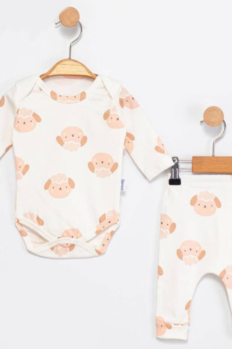 Baby Sets - B1 - Kuzu Desenli Kız Bebe Takım - Brand: SÜPERMİNİ - Women & Kids, Baby Clothes Wholesale - Globality Store