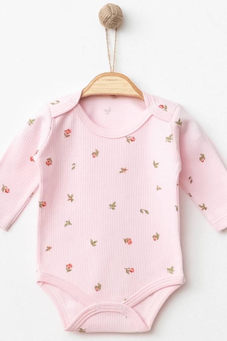 Baby Tops - B1 - Lale Desenli Raporlu Kız Çıtçıtlı Badi - Brand: NAYINOM - Women & Kids, Baby Clothes Wholesale - Globality Store