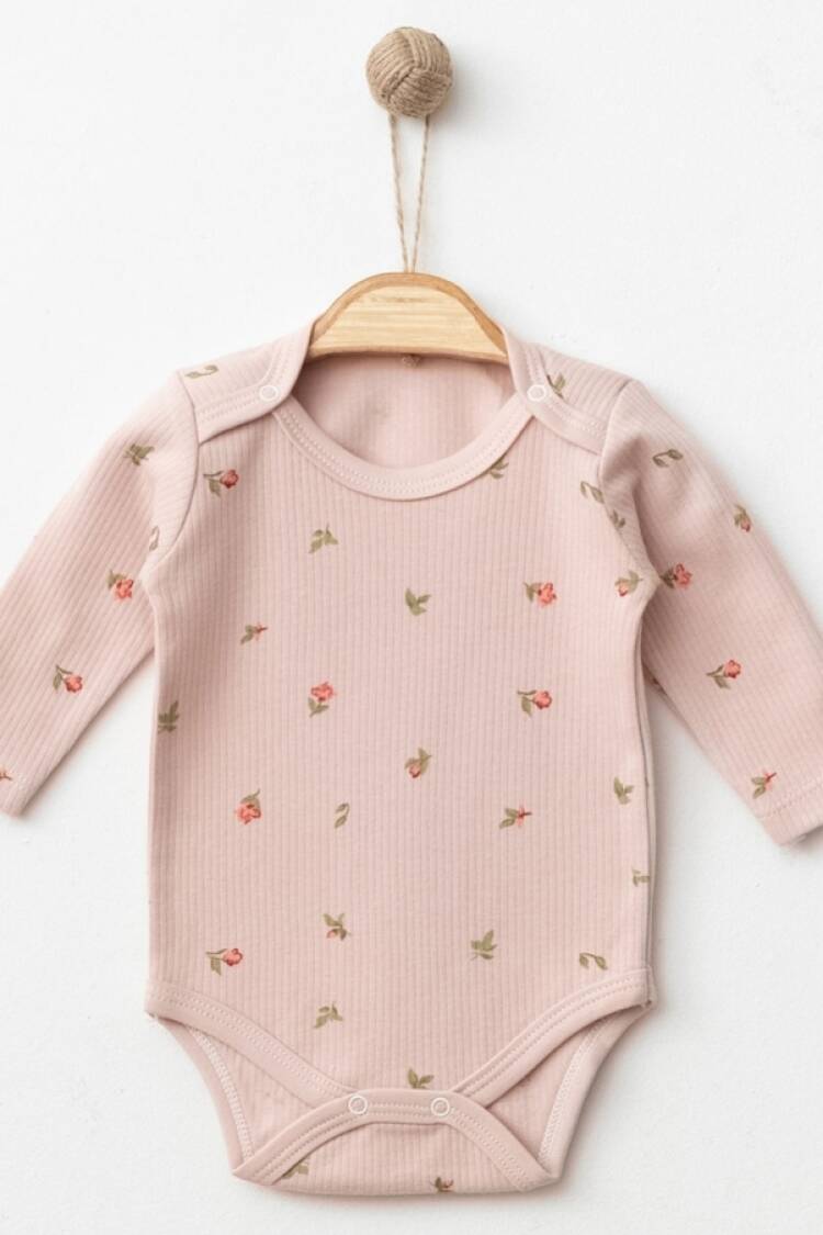 Baby Tops - B1 - Lale Desenli Raporlu Kız Çıtçıtlı Badi - Brand: NAYINOM - Women & Kids, Baby Clothes Wholesale - Globality Store