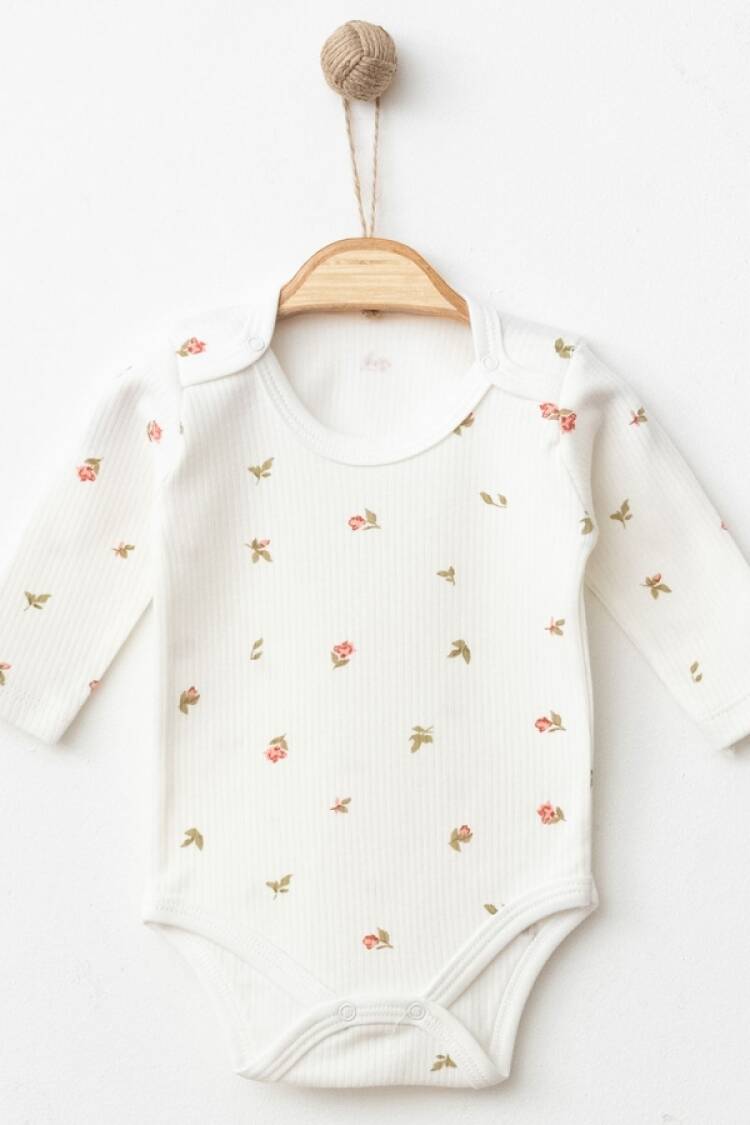 Baby Tops - B1 - Lale Desenli Raporlu Kız Çıtçıtlı Badi - Brand: NAYINOM - Women & Kids, Baby Clothes Wholesale - Globality Store