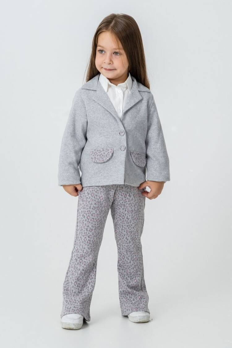 Girls' Suits - B1 - Leopar Desenli Ceketli Kız Takım - Brand: PAMPAL KİDS - Women & Kids, Baby Clothes Wholesale - Globality Store
