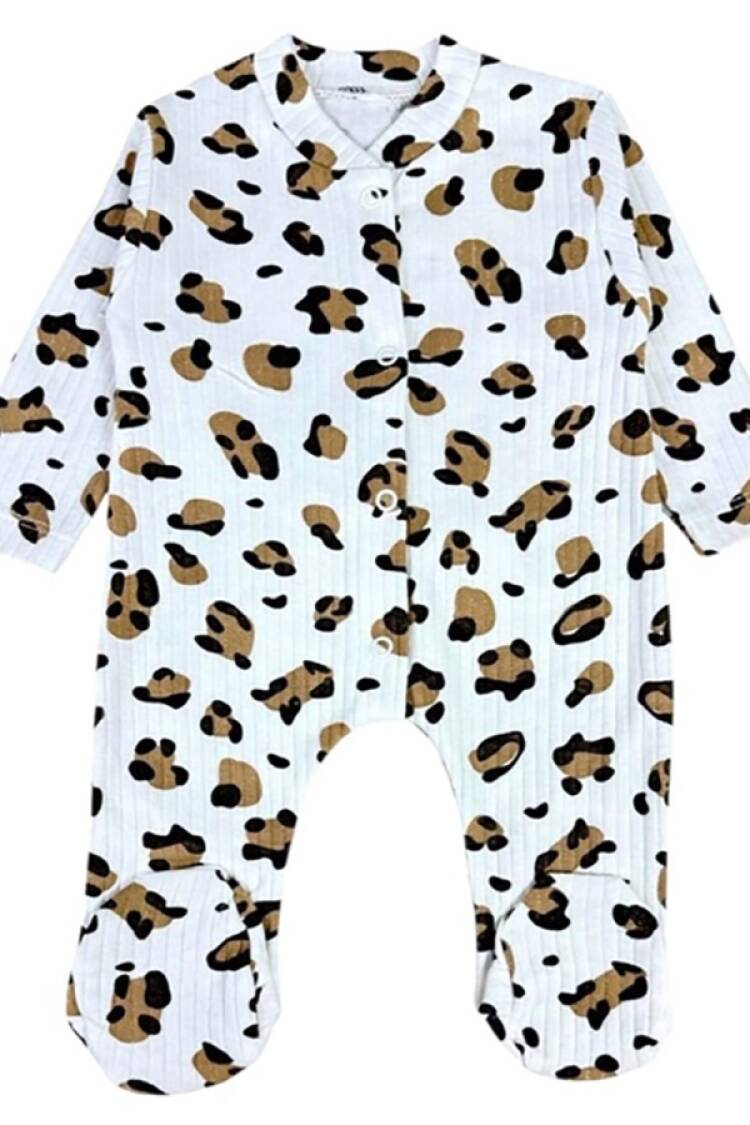 Baby Rompers and Overalls - B1 - Leopar Desenli Raporlu Patikli Kız Bebe Tulum - Brand: SÜPERMİNİ - Women & Kids, Baby Clothes Wholesale - Globality Store