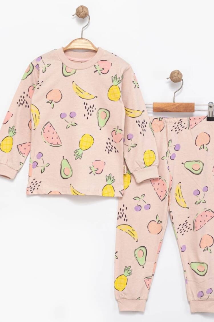 Girl's Pajamas - B1 - Meyve Desenli Kız Pijama Takım - Brand: SÜPERMİNİ - Women & Kids, Baby Clothes Wholesale - Globality Store