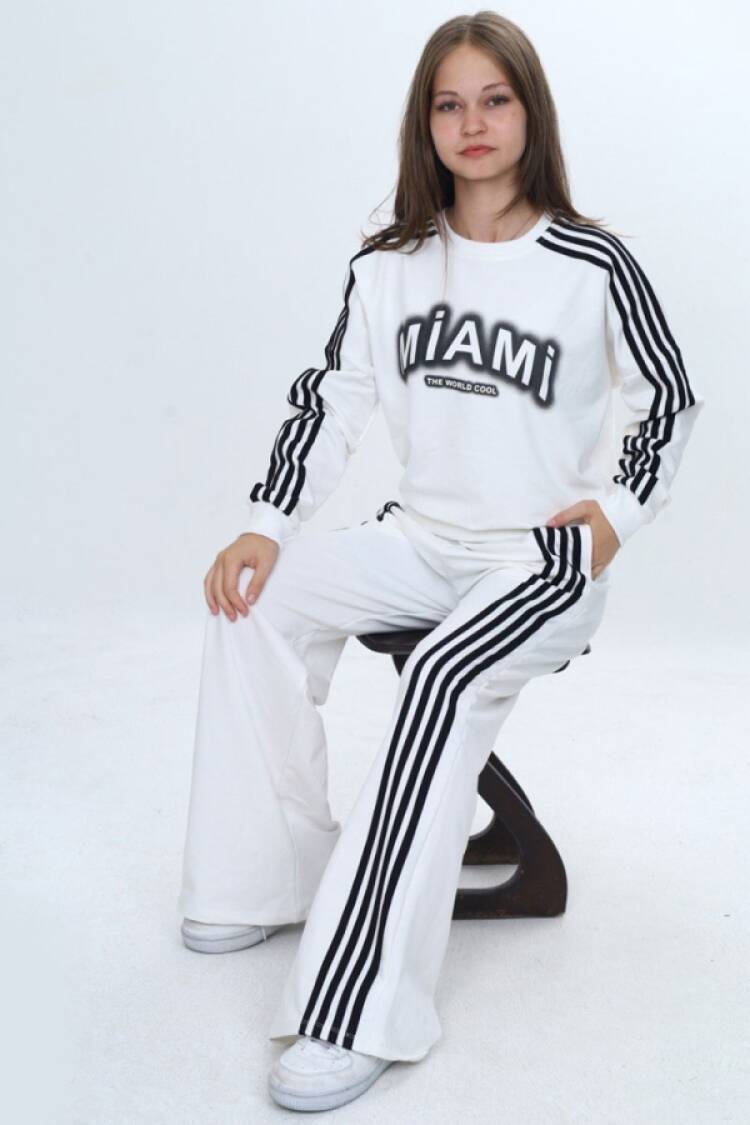 Girls' Suits - B1 - Miami Baskılı Kız Takım - Brand: VIZVIZ - Women & Kids, Baby Clothes Wholesale - Globality Store
