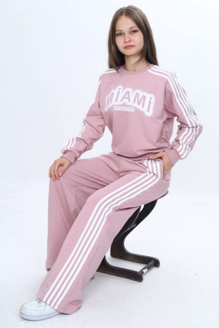 Girls' Suits - B1 - Miami Baskılı Kız Takım - Brand: VIZVIZ - Women & Kids, Baby Clothes Wholesale - Globality Store