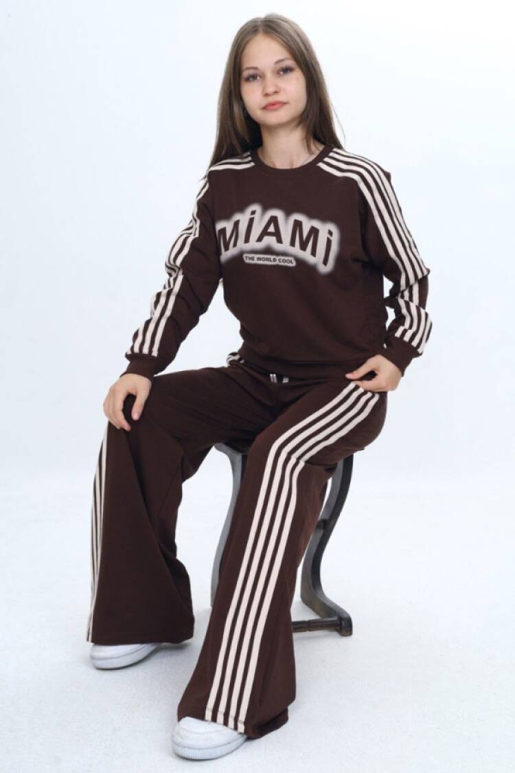 Girls' Suits - B1 - Miami Baskılı Kız Takım - Brand: VIZVIZ - Women & Kids, Baby Clothes Wholesale - Globality Store