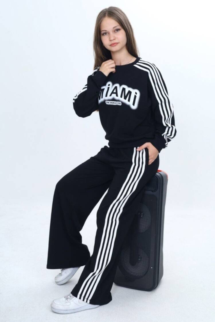Girls' Suits - B1 - Miami Baskılı Kız Takım - Brand: VIZVIZ - Women & Kids, Baby Clothes Wholesale - Globality Store