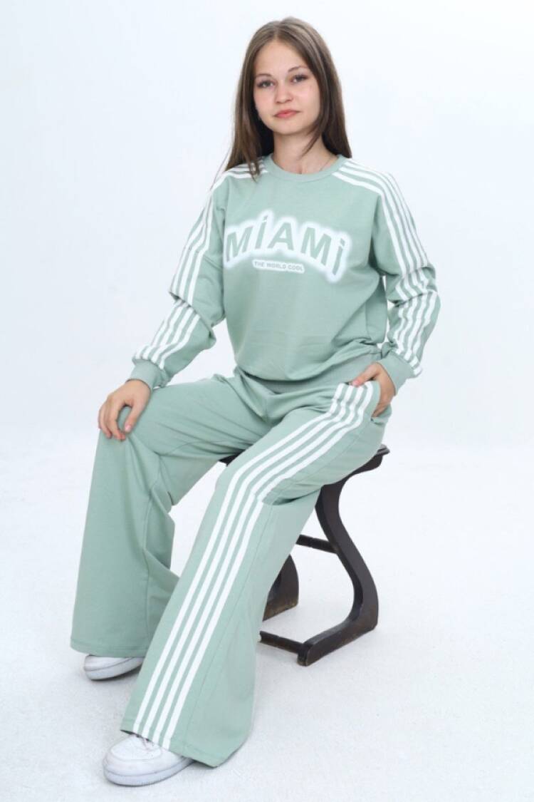 Girls' Suits - B1 - Miami Baskılı Kız Takım - Brand: VIZVIZ - Women & Kids, Baby Clothes Wholesale - Globality Store