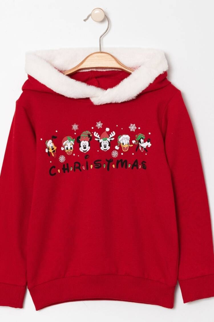 Boys' Tops - B1 - Mickey Baskılı Noel Yılbaşı Kapşonlu Sweat 2 İp Şardonlu - Brand: SNOOP KİDS - Women & Kids, Baby Clothes Wholesale - Globality Store