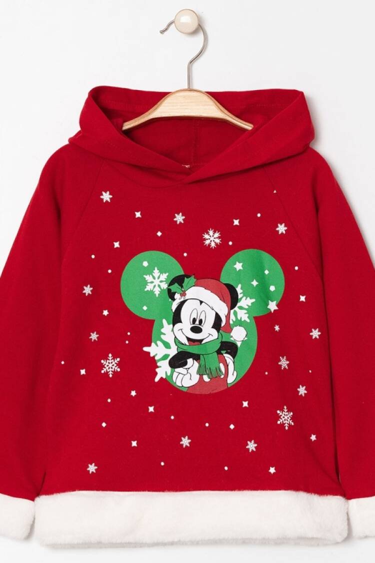 Boys' Tops - B1 - Mickey Baskılı Noel Yılbaşı Kapşonlu Sweat 2 İp Şardonlu - Brand: LYRA KİDS - Women & Kids, Baby Clothes Wholesale - Globality Store