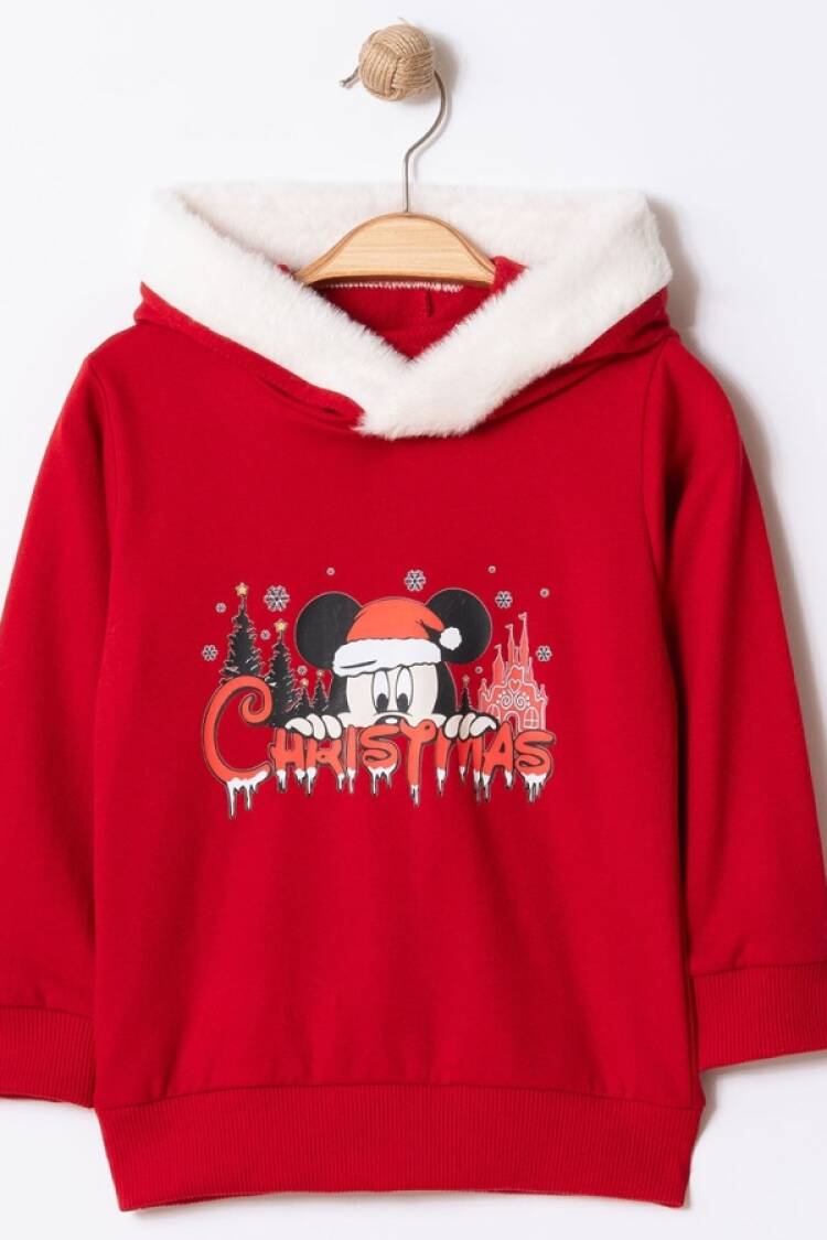 Boys' Tops - B1 - Mickey Baskılı Noel Yılbaşı Kapşonlu Sweat 2 İp Şardonlu - Brand: LYRA KİDS - Women & Kids, Baby Clothes Wholesale - Globality Store