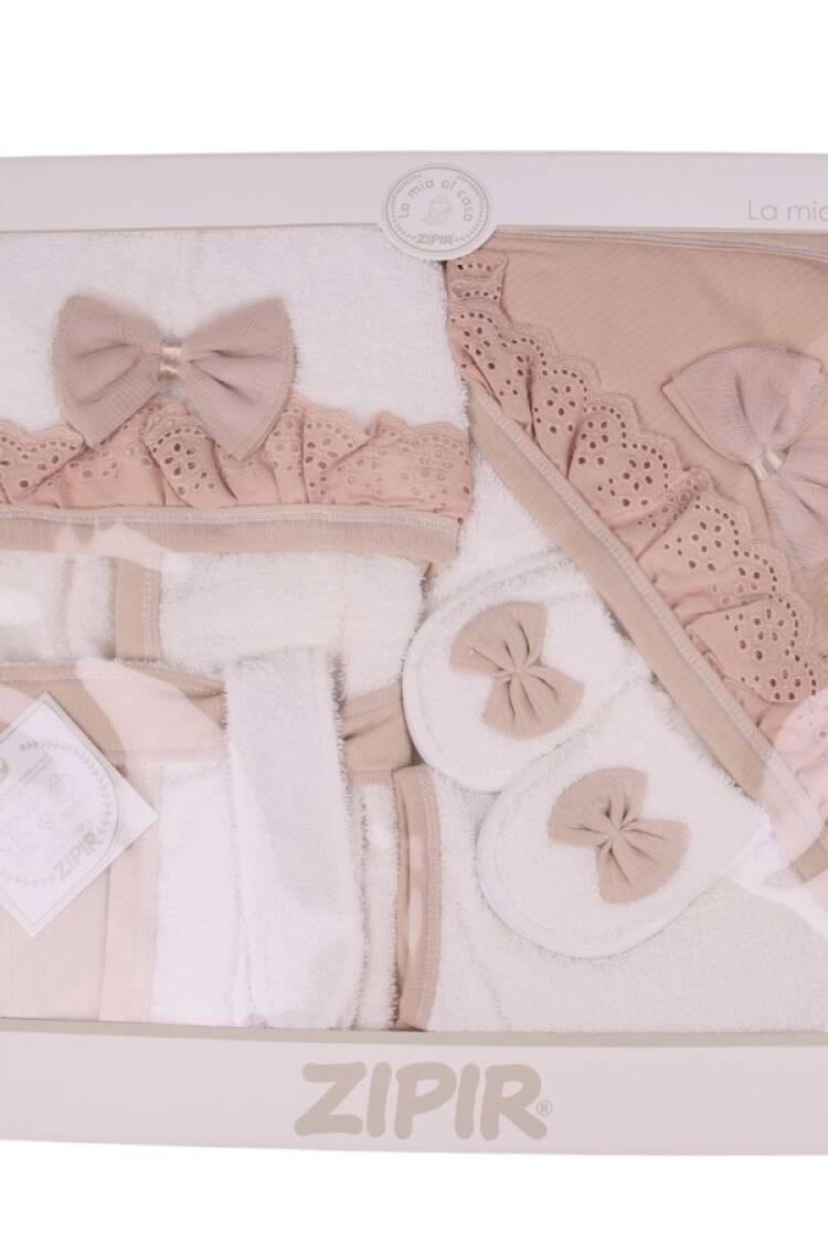 Newborn - B1 - Nakışlı Kız Bebe Bornoz Set - Brand: ZIPIR - Women & Kids, Baby Clothes Wholesale - Globality Store