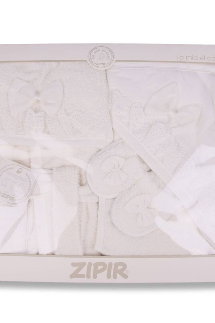 Newborn - B1 - Nakışlı Kız Bebe Bornoz Set - Brand: ZIPIR - Women & Kids, Baby Clothes Wholesale - Globality Store