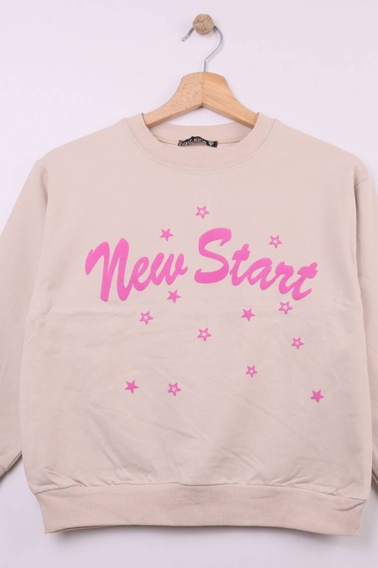 Girls' Tops - B1 - New Start Baskılı Kız Sweat - Brand: FİRST KİDS - Women & Kids, Baby Clothes Wholesale - Globality Store