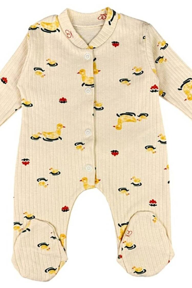 Baby Rompers and Overalls - B1 - Ördek Desenli Raporlu Patikli Unisex Bebe Tulum - Brand: SÜPERMİNİ - Women & Kids, Baby Clothes Wholesale - Globality Store