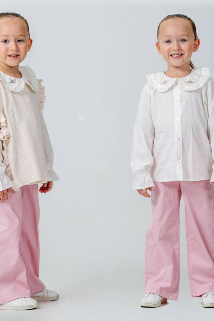 Girls' Suits - B1 - Örme Yelekli Kız Keten Takım - Brand: PAMPAL KİDS - Women & Kids, Baby Clothes Wholesale - Globality Store