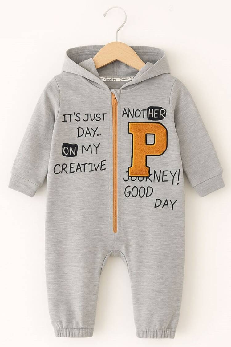 Baby Rompers and Overalls - B1 - P Nakışlı Kapşonlu Erkek Bebe Tulum - Brand: CAYZEN - Women & Kids, Baby Clothes Wholesale - Globality Store