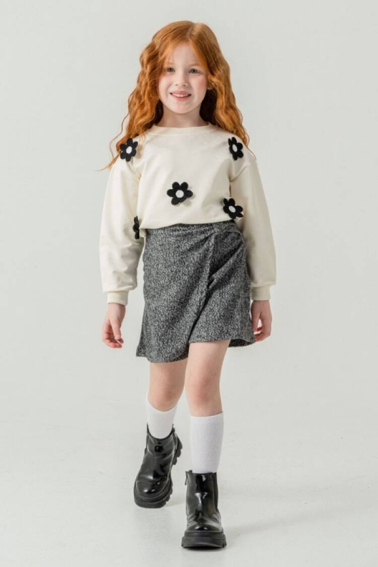 Girls' Suits - B1 - Papatya Nakışlı Kız Takım - Brand: ECOLKIZ - Women & Kids, Baby Clothes Wholesale - Globality Store