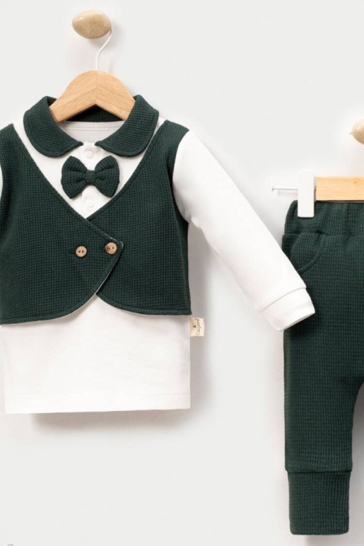 Baby Sets - B1 - Papyon Detaylı Waffle Erkek Bebe Takım - Brand: CAYZEN - Women & Kids, Baby Clothes Wholesale - Globality Store