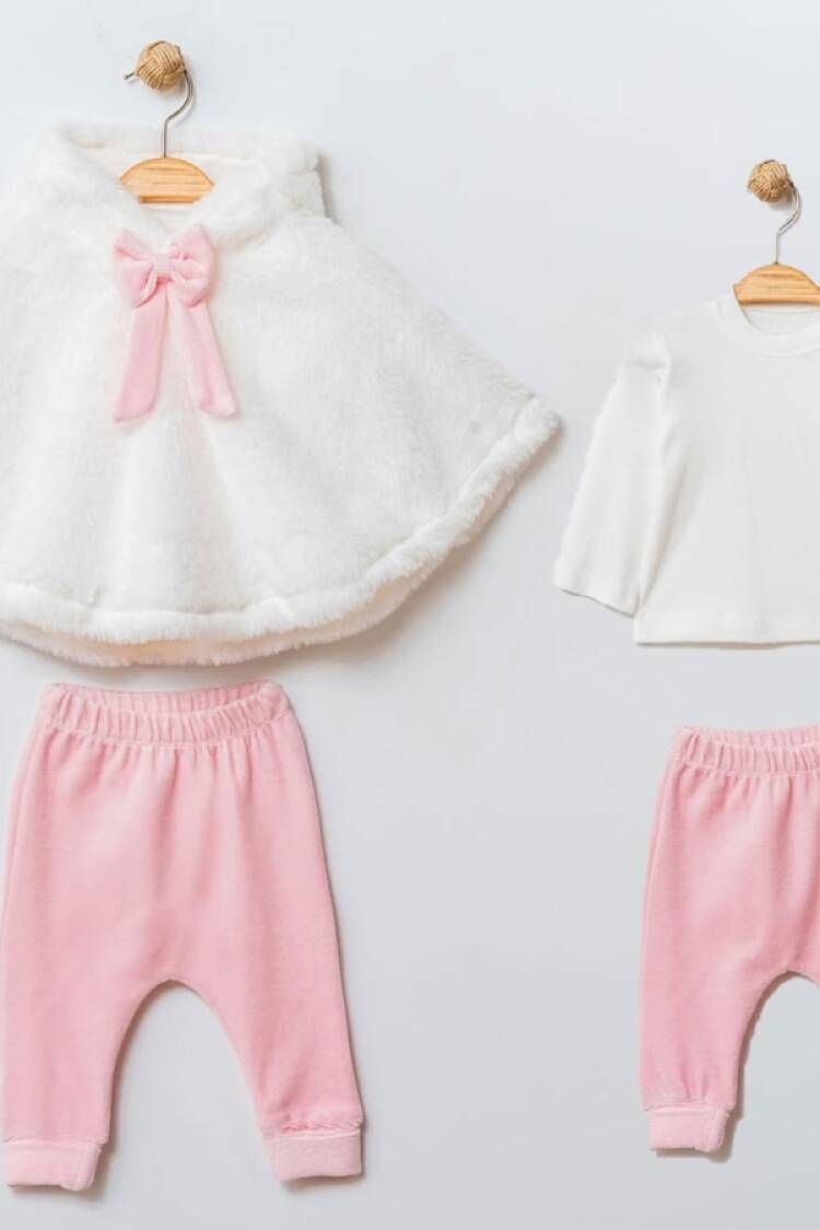 Baby Sets - B1 - Peluş Bolerolu Kız Takım - Brand: ELCİ BABY - Women & Kids, Baby Clothes Wholesale - Globality Store