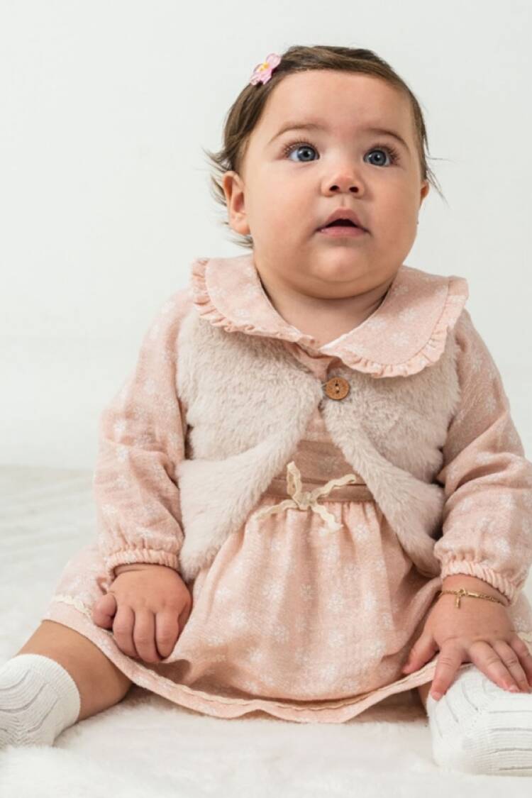 Baby Rompers and Overalls - B1 - Peluş Yelekli Elbise - Brand: KUMRU - Women & Kids, Baby Clothes Wholesale - Globality Store