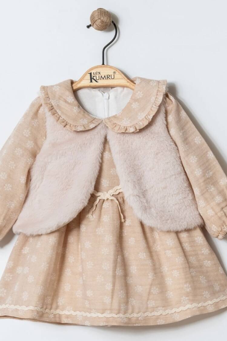 Baby Rompers and Overalls - B1 - Peluş Yelekli Elbise - Brand: KUMRU - Women & Kids, Baby Clothes Wholesale - Globality Store