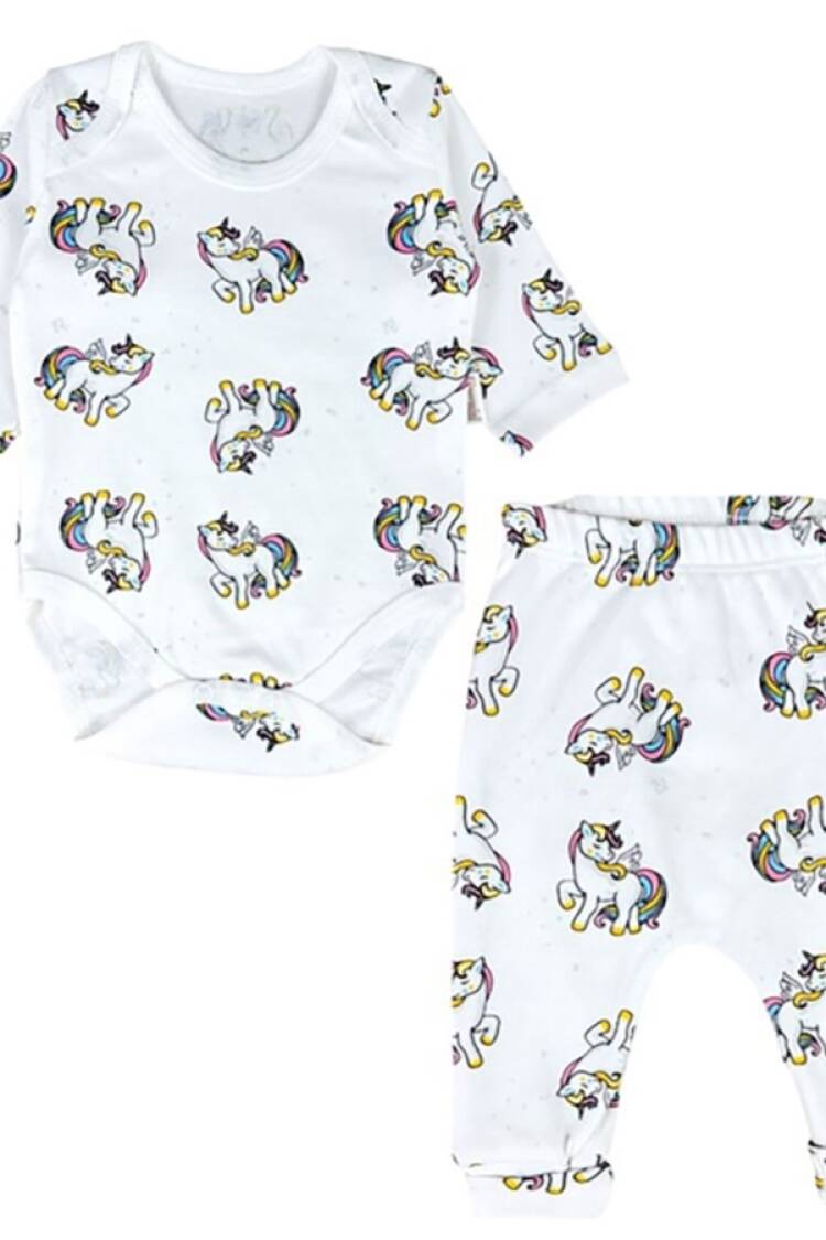Baby Sets - B1 - Pony Desenli Kız Bebe Takım - Brand: SÜPERMİNİ - Women & Kids, Baby Clothes Wholesale - Globality Store