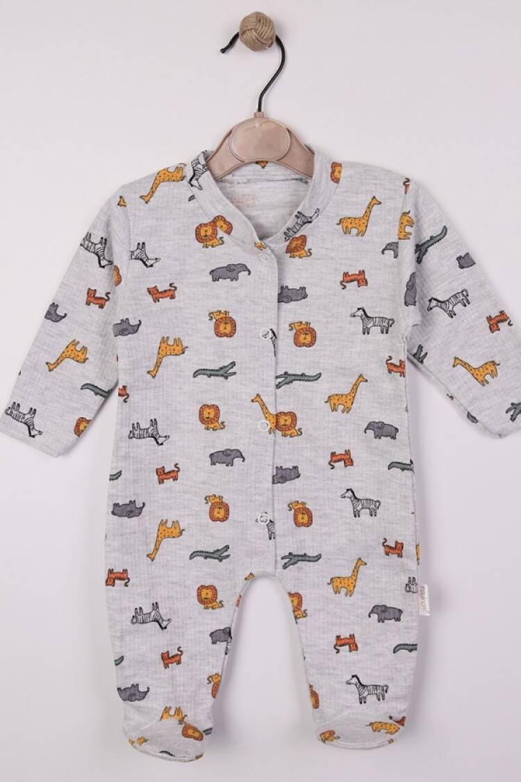 Baby Rompers and Overalls - B1 - Safari Desenli Raporlu Patikli Erkek Bebe Tulum - Brand: NAYINOM - Women & Kids, Baby Clothes Wholesale - Globality Store