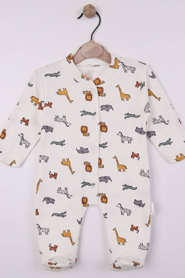Baby Rompers and Overalls - B1 - Safari Desenli Raporlu Patikli Erkek Bebe Tulum - Brand: NAYINOM - Women & Kids, Baby Clothes Wholesale - Globality Store