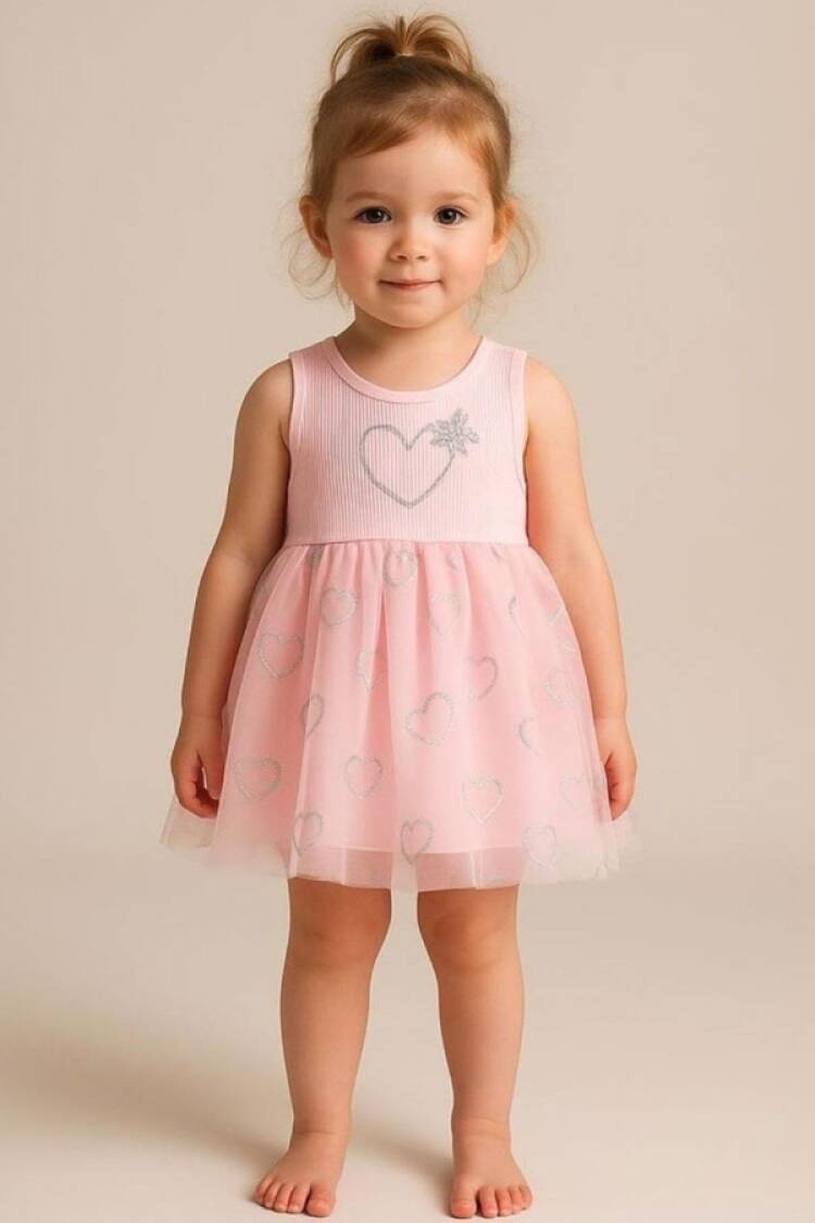 Baby Rompers and Overalls - B1 - Simli Kalp Baskılı Bebe Elbise - Brand: NAYINOM - Women & Kids, Baby Clothes Wholesale - Globality Store