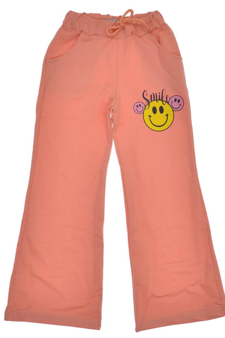 Girls' Suits - B1 - Smile Baskılı İspanyol Paça Kız Tek Alt - Brand: CARİBOU - Women & Kids, Baby Clothes Wholesale - Globality Store