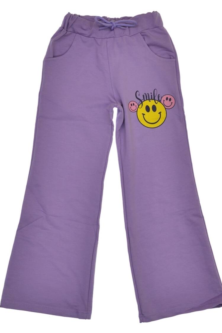 Girls' Suits - B1 - Smile Baskılı İspanyol Paça Kız Tek Alt - Brand: CARİBOU - Women & Kids, Baby Clothes Wholesale - Globality Store