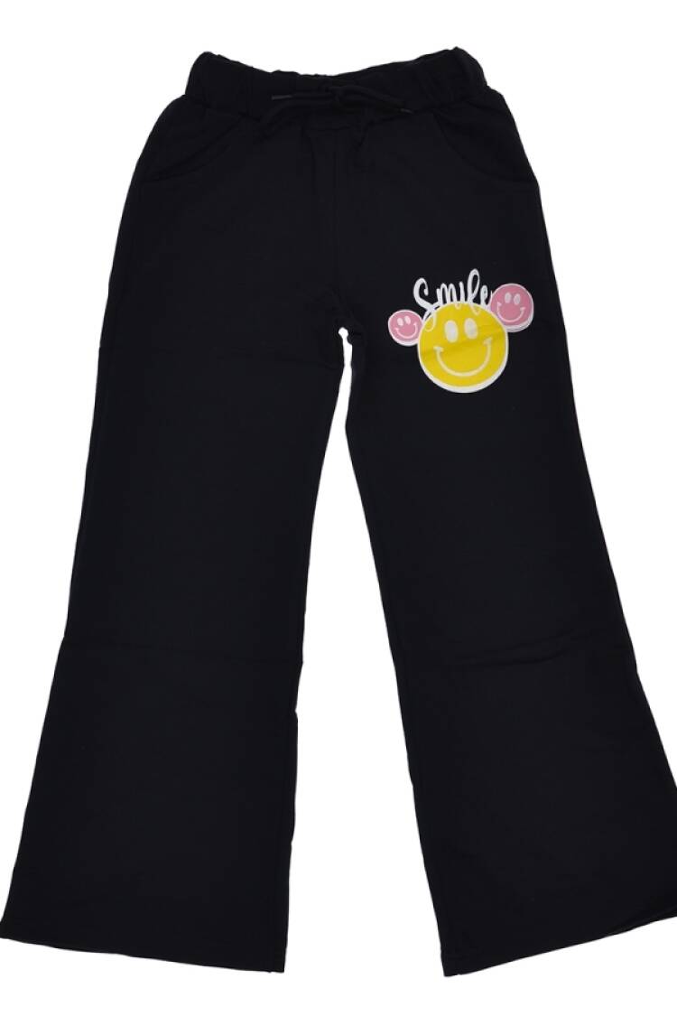 Girls' Suits - B1 - Smile Baskılı İspanyol Paça Kız Tek Alt - Brand: CARİBOU - Women & Kids, Baby Clothes Wholesale - Globality Store