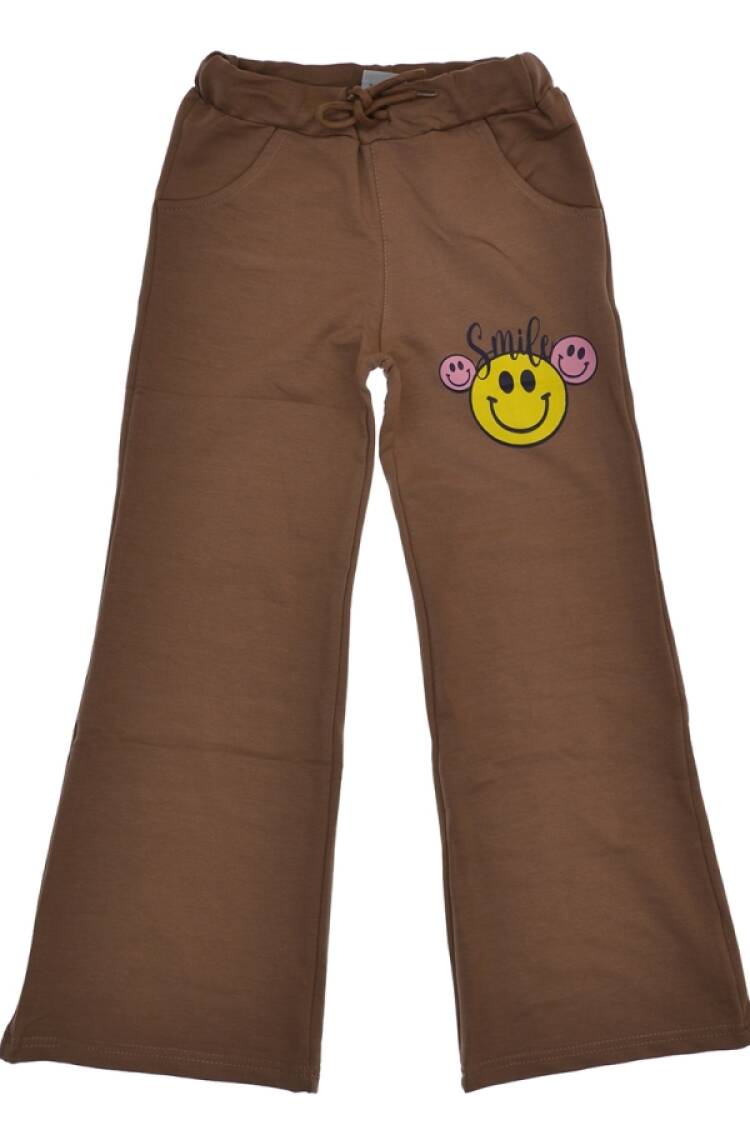 Girls' Suits - B1 - Smile Baskılı İspanyol Paça Kız Tek Alt - Brand: CARİBOU - Women & Kids, Baby Clothes Wholesale - Globality Store