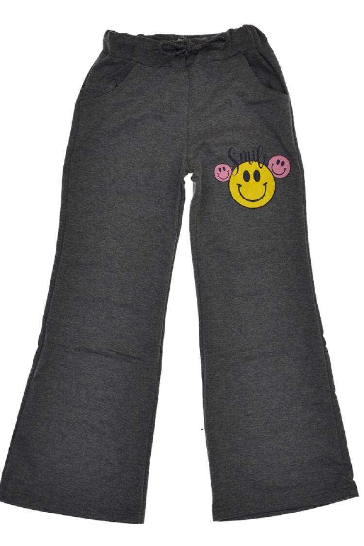 Girls' Suits - B1 - Smile Baskılı İspanyol Paça Kız Tek Alt - Brand: CARİBOU - Women & Kids, Baby Clothes Wholesale - Globality Store