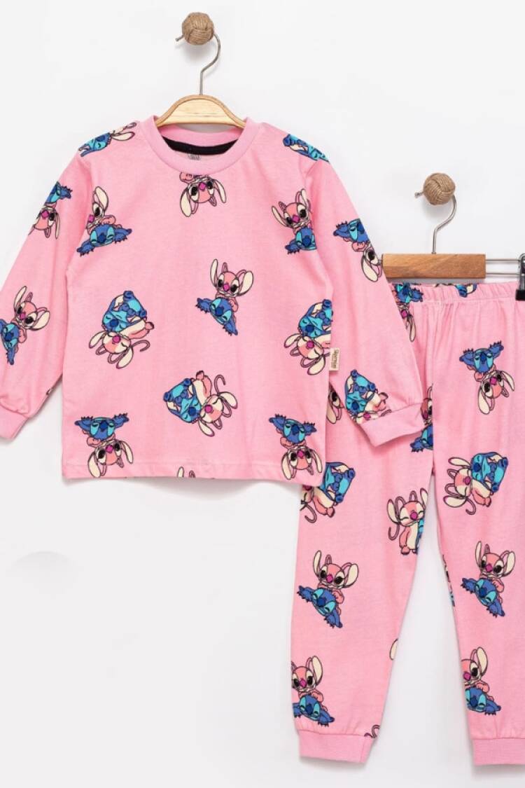 Girl's Pajamas - B1 - Stitch Desenli Kız Pijama Takım - Brand: SÜPERMİNİ - Women & Kids, Baby Clothes Wholesale - Globality Store