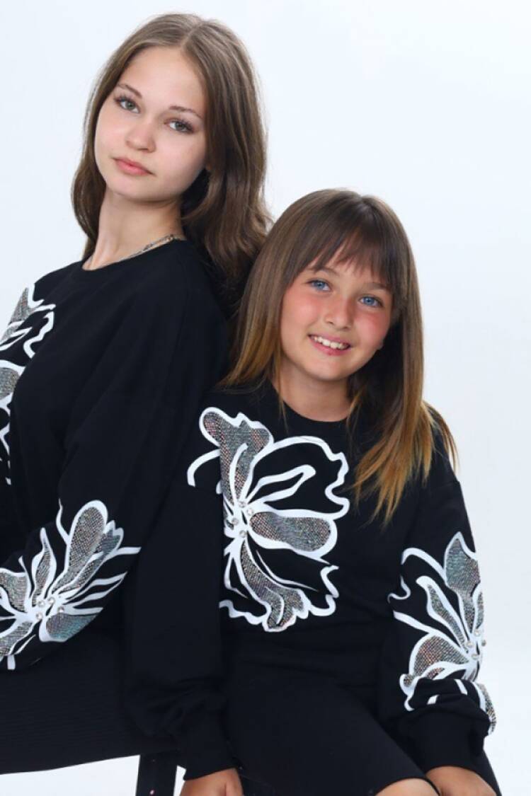 Girls' Tops - B1 - Taş Detaylı Kız Sweat - Brand: VIZVIZ - Women & Kids, Baby Clothes Wholesale - Globality Store