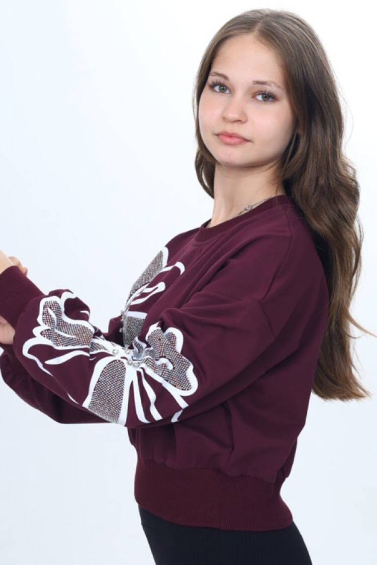 Girls' Tops - B1 - Taş Detaylı Kız Sweat - Brand: VIZVIZ - Women & Kids, Baby Clothes Wholesale - Globality Store
