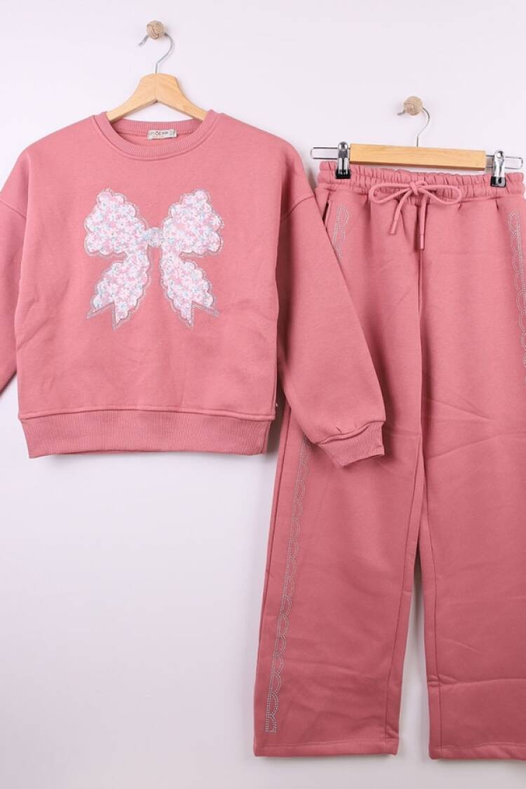 Girls' Suits - B1 - Taş Detaylı Kız Takım 3ip Şardonlu - Brand: ÖZ BEBE - Women & Kids, Baby Clothes Wholesale - Globality Store