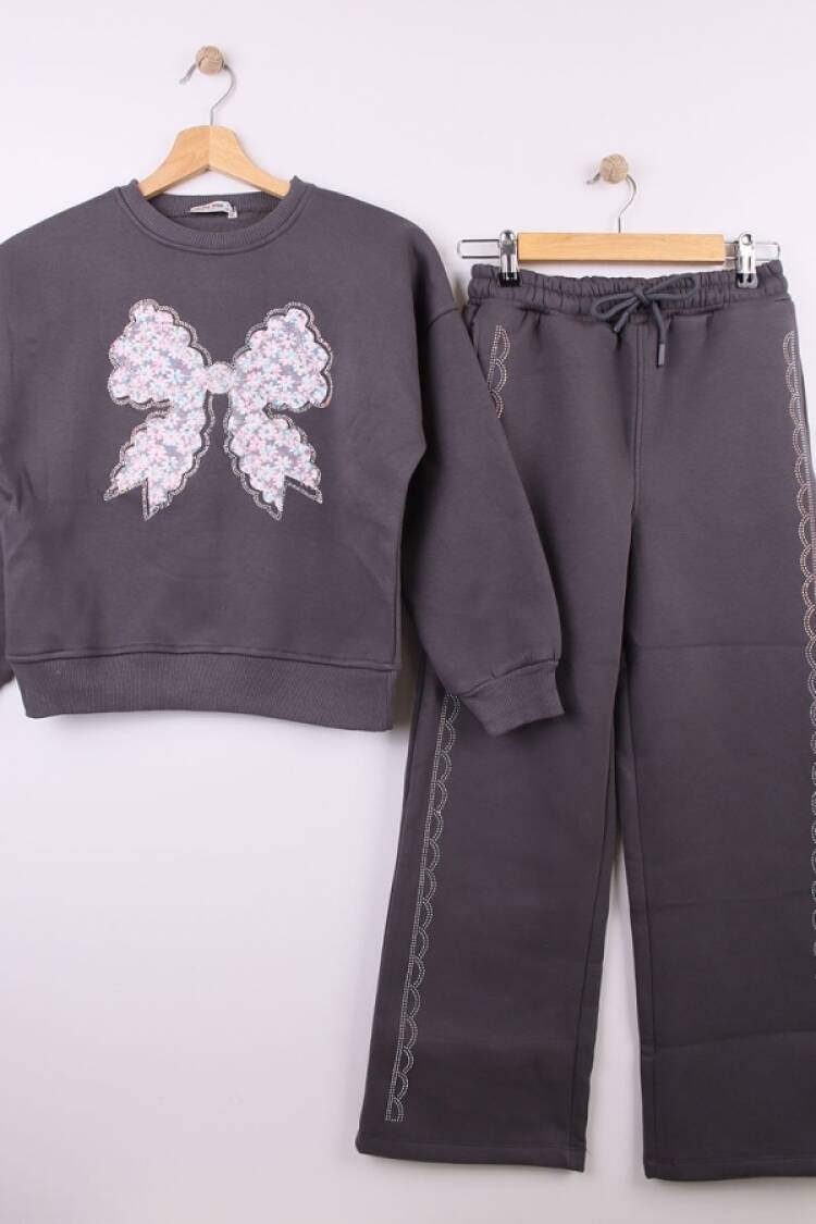 Girls' Suits - B1 - Taş Detaylı Kız Takım 3ip Şardonlu - Brand: ÖZ BEBE - Women & Kids, Baby Clothes Wholesale - Globality Store
