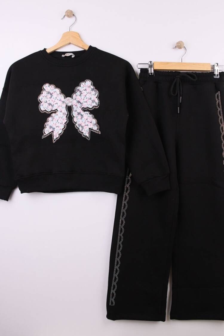Girls' Suits - B1 - Taş Detaylı Kız Takım 3ip Şardonlu - Brand: ÖZ BEBE - Women & Kids, Baby Clothes Wholesale - Globality Store