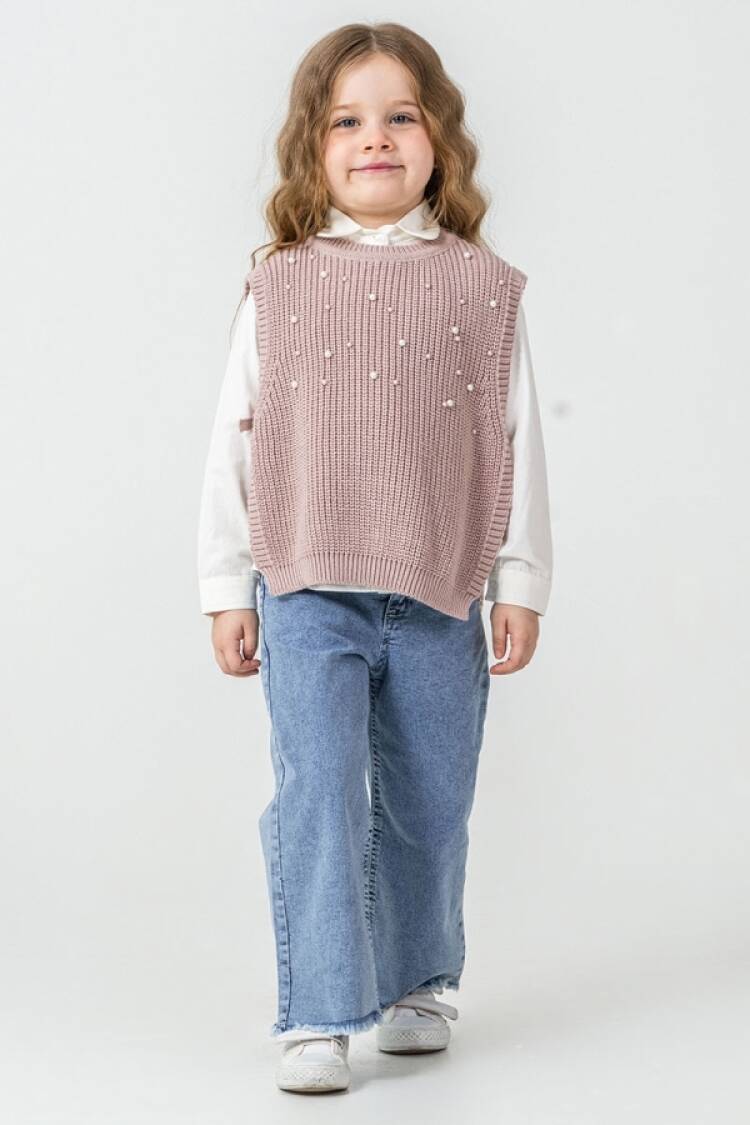 Girls' Suits - B1 - Taş Detaylı Triko Kız Takım - Brand: PAMPAL KİDS - Women & Kids, Baby Clothes Wholesale - Globality Store