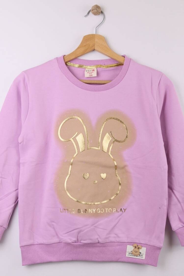 Girls' Tops - B1 - Tavşan Baskılı Kız Sweat - Brand: STAR FİLE - Women & Kids, Baby Clothes Wholesale - Globality Store