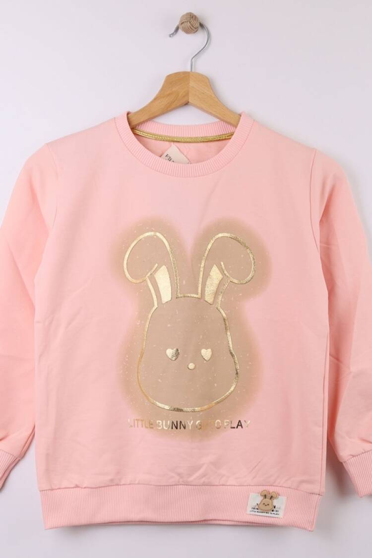 Girls' Tops - B1 - Tavşan Baskılı Kız Sweat - Brand: STAR FİLE - Women & Kids, Baby Clothes Wholesale - Globality Store