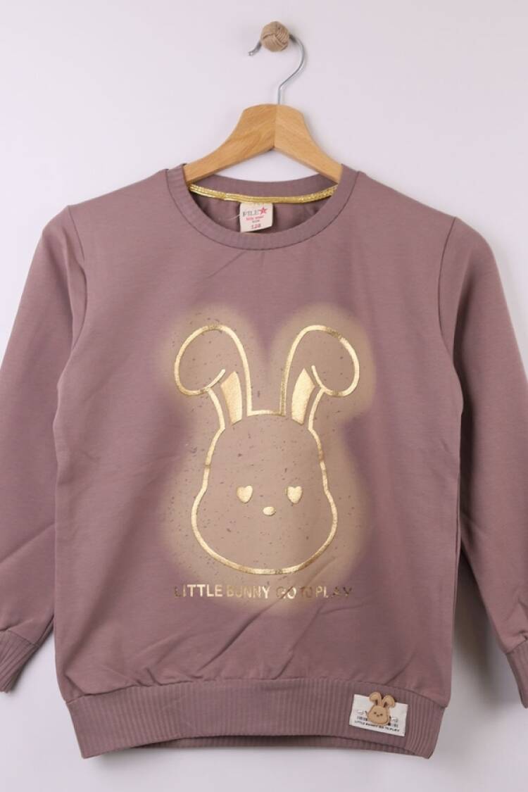 Girls' Tops - B1 - Tavşan Baskılı Kız Sweat - Brand: STAR FİLE - Women & Kids, Baby Clothes Wholesale - Globality Store