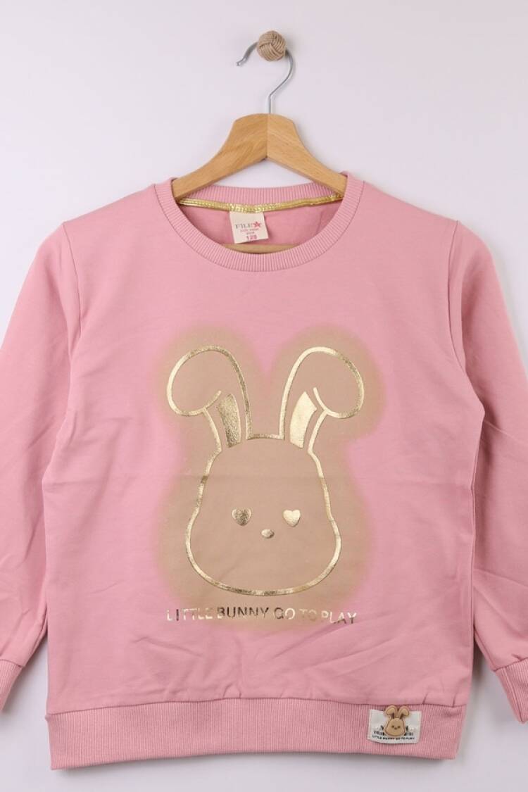 Girls' Tops - B1 - Tavşan Baskılı Kız Sweat - Brand: STAR FİLE - Women & Kids, Baby Clothes Wholesale - Globality Store