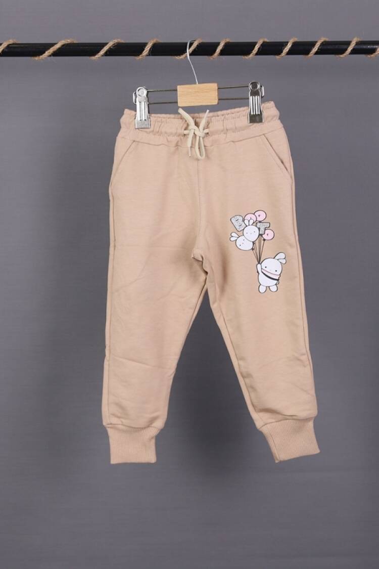 Girls' Suits - B1 - Tavşan Baskılı Kız Tek Alt - Brand: CARİBOU - Women & Kids, Baby Clothes Wholesale - Globality Store
