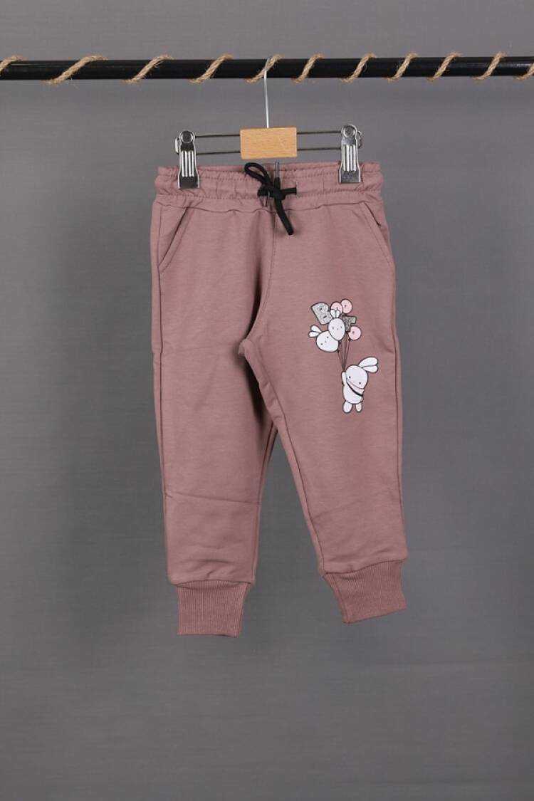 Girls' Suits - B1 - Tavşan Baskılı Kız Tek Alt - Brand: CARİBOU - Women & Kids, Baby Clothes Wholesale - Globality Store